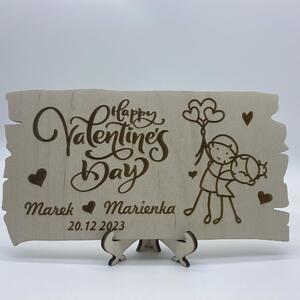 Valentínska tabuľka z dreva - Happy