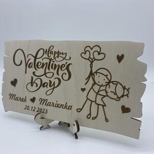 Valentínska tabuľka z dreva - Happy