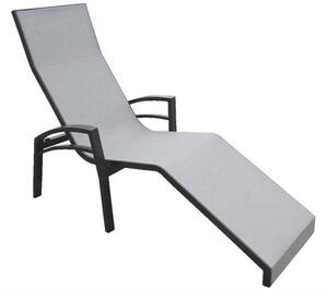 Stern Skladacie ležadlo s podrúčkami Balance, Stern, 160x70x115 cm, rám lakovaný hliník čierny (black matt), výplet textilén linen grey