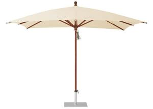 Glatz Drevený slnečník Piazzino, Glatz, štvorcový 300x300 cm (3x3 m), rám červeno lakované eukalyptové drevo, poťah polyester 220 g/m2 off white