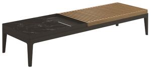 Gloster Hliníkový konferenčný stolík Grid, Gloster, obdĺžnikový 151x50x30 cm, rám hliník farba meteor, doska teak-hliník-keramika dekor Nero