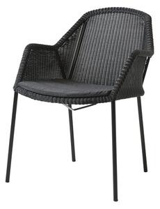 Cane-line Stohovateľné jedálenské kreslo Breeze, Cane-line, 60x62x83 cm, rám kov farba black, výplet umelý ratan farba black