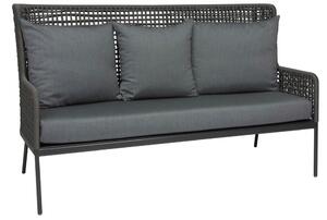 Stern Hliníková 3-miestna pohovka/sofa Greta, Stern, 166x74x102 cm, rám lakovaný hliník šedočierny (antracit), lankový výplet sivý (platin), 100% akryl sivá (silk grey)