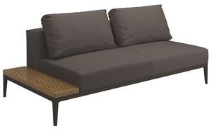 Gloster Ukončovací diel pravostranný/ľavostranný s teakovým stolíkom Grid, Gloster, 206x103x85 cm, rám hliník farba meteor, sedáky kat. B farba podľa vzorkovníka
