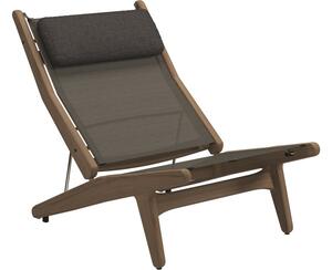 Gloster Teaková polohovacia nízka stolička Bay, Gloster, 116x70x102 cm, rám teak, výplet Batyline farba seagull, vrátane podhlavníka