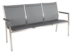 Stern Nerezová stohovateľná lavica Cardiff, Stern, 160x61x92 cm, rám nerez, výplet textilén striebornočierny (silver grey), podrúčky šedočierne (anthracite)