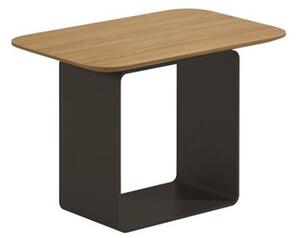 Gloster Odkladací bočný stolík nižší Clamp, Gloster, obdĺžnikový 54x35x37,5 cm, rám hliník tmavosivý (meteor), doska leštený teak