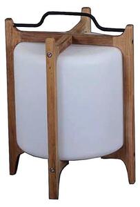 Gloster Vonkajšia solárna LED lampa Ambient Lantern, Gloster, 35x35x43 cm, rám teak, tienidlo polypropylén, rukoväť lakovaná nerez, vrátane diaľkového ovládania a nabíjacieho kábla