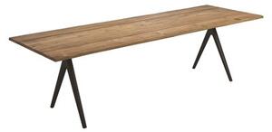 Gloster Masívny jedálenský stôl Raw, Gloster, obdĺžnikový 280x94/104x74 cm, rám hliník farba meteor, doska teak leštený s opracovanou hranou, doska výška 5 cm, vrátane krycej plachty