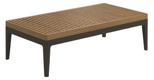 Gloster Hliníkový konferenčný stolík Grid, Gloster, obdĺžnikový 103x50x30 cm, rám hliník farba meteor, doska teak