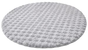 Okrúhly Bublinový koberec Rabbit Buble 120 cm strieborný plyšový