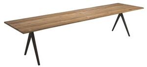 Gloster Masívny jedálenský stôl Raw, Gloster, obdĺžnikový 350x94/104x74 cm, rám hliník farba meteor, doska teak leštený s opracovanou hranou, doska výška 5 cm, vrátane krycej plachty