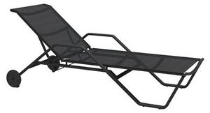 Gloster Polohovateľné ležadlo stohovateľné s kolieskami a podrúčkami 180, Gloster, 206x80x98 cm, rám hliník farba meteor, výplet Batyline farba anthracite, hliníkové podrúčky