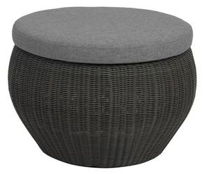 Stern Podnožka Anny, Stern, okrúhla priem. 54x32 cm, umelý ratan sivý (basalt grey), sedák 100% polyakryl sivý (silk grey)