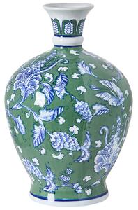Váza na kvety zelená porcelánová so vzorom dekoratívny doplnok starožitný vintage dizajn