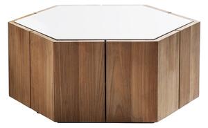 Tribu Konferenčný stolík Hexagon, Tribu, 69x31 cm, rám teak, doska glazovaný lávový kameň farba linen