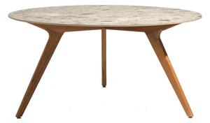 Manutti Jedálenský stôl Torsa, Manutti, okrúhly priemer 100x73 cm, rám teak scuro - morený čierny teak, doska keramika 12 mm, dekor concrete