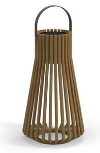 Gloster Teaková vonkajšia solárna LED lampa Ambient Ray, Gloster, 39x39x68 cm, leštené teakové lamely, kožené madlo, vrátane diaľkového ovládania a nabíjacieho kábla