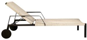 Tribu Polohovateľné ležadlo s opierkami a kolieskami Nodi, Tribu, nerezová oceľ farba white, výplet lankový farba off-white/linen