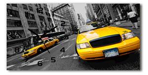 Vodorovné Sklenené hodiny na stenu Taxi New York