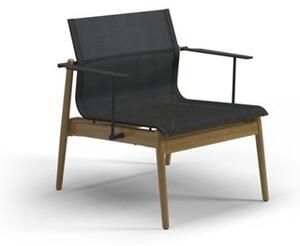 Gloster Teakové nízke kreslo Sway, Gloster, 79,5x73x78 cm, leštený teakový rám, podrúčky nehrdzavejúca oceľ tmavosivá (meteor), výplet Batyline tmavosivý (granite)
