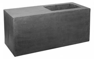 Pottery Pots Vonkajší kvetináč obdĺžnikový Jort Seating S, Grey (farba sivá), kolekcia Natural, kompozit Fiberstone, 100x40x45 cm, objem cca 180 l - POSLEDNÝ KUS SKLADOM