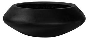 Pottery Pots Vonkajší kvetináč okrúhly Tara M, Black (farba čierna), kolekcia Natural, kompozit Fiberstone, priemer 60 cm x v 22,5 cm, objem cca 19 l