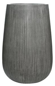 Pottery Pots Vonkajší kvetináč okrúhly Patt high M, Dark Grey (farba tmavosivá, zvislé pruhy), kolekcia Ridged, materiál Ficonstone, priemer 44 cm x v 66 cm, objem cca 83 l