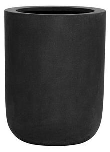 Pottery Pots Vonkajší kvetináč okrúhly Dice L, Black (farba čierna), kolekcia Natural, kompozit Fiberstone, priemer 34 cm x v 44 cm, objem cca 37 l