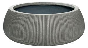 Pottery Pots Vonkajší kvetináč okrúhly Eileen XXL, Dark Grey (farba tmavosivá, vertikálne pruhy), kolekcia Ridged, materiál Ficonstone, priemer 53 cm x v 21 cm, objem cca 40 l
