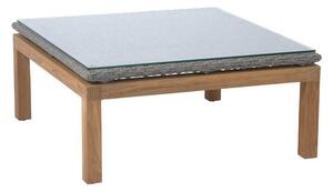 Stern Konferenčný stolík Leah, Stern, 74x74x35,5 cm, teakový rám, doska opletená lankovým výpletom (PP) farba sivá (stone grey) vrátane sklenenej dosky