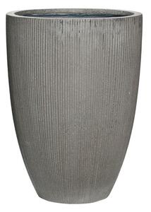 Pottery Pots Vonkajší kvetináč okrúhly Ben L, Dark Grey (farba tmavo sivá, zvislé pruhy), kolekcia Ridged, materiál Ficonstone, priemer 40 cm x v 55 cm, objem cca 54 l