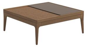 Gloster Konferenčný nízky stolík Lima, Gloster, štvorcový 81x81x31 cm, rám teak, výplet umelý ratan farba wheat, bez sklenenej dosky