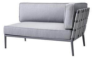 Cane-line Ukončovací/rohový ľavostranný diel Conic, Cane-line, 140x82x82 cm, rám hliník farba light grey, pásový výplet a sedáky vonkajšia látka farba AirTouch light grey