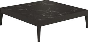 Gloster Hliníkový konferenčný stolík Grid, Gloster, štvorcový 103x103x30 cm, rám hliník farba meteor, doska keramika dekor Nero