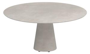 Royal Botania Betónový jedálenský stôl znížený Conix, Royal Botania, okrúhly 160x67 cm, podnož betón cement grey, doska teak