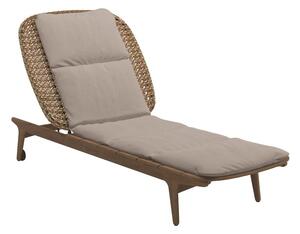 Gloster Polohovateľné ležadlo Kay, Gloster, 205x88x97 cm, rám teak, výplet umelý ratan hnedo-šedo-béžový (brindle), sedák vonkajšia látka kat. B farba podľa vzorkovníka