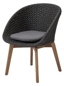Cane-line Jedálenské kreslo Peacock, Cane-line, 61x61x81 cm, nohy teak, rám hliník, výplet lanko Soft Rope dark grey, možno kúpiť len po 2 ks
