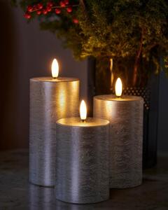 SIRIUS Voskové LED sviečky Sille exclusive, 3set, strieborná