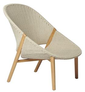 Tribu Nízke teakové kreslo s vysokou opierkou Elio, Tribu, rám teak, výplet lankový linen, bez sedáku