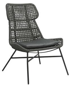 Stern Relaxačné kreslo Greta, Stern, 78x84,5x101 cm, rám lakovaný hliník šedočierny (antracit), lankový výplet sivý (platin), 100% akryl sivá (silk grey)