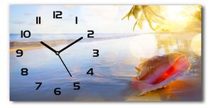 Vodorovné Sklenené hodiny na stenu Mušle na pláži