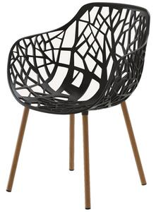 Fast Hliníkové jedálenské kreslo Forest, Fast, 56x56x80 cm, nohy iroko, hliník farba metallic grey