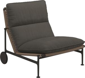 Gloster Nízka stolička s kolieskami Zenith, Gloster, 93x84,5x83 cm, rám hliník farba meteor, výplet umelý ratan farba wheat, sedáky vonkajšia látka kat. B farba podľa vzorkovníka