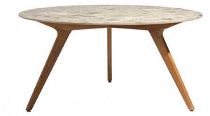 Manutti Jedálenský stôl Torsa, Manutti, okrúhly priem. 125x73 cm, rám teak, doska keramika 12 mm, dekor fossil