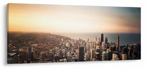 Obraz západu slnka nad mestom (120x50 cm)