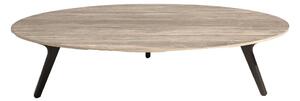 Manutti Nízky stôl Torsa, Manutti, okrúhly priemer 125x24 cm, rám teak, doska keramika 12 mm, dekor fossil