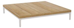 Manutti Konferenčný stolík Zendo Sense, Manutti, štvorcový 96x96x15 cm, rám hliník biely white, doska brushed teak