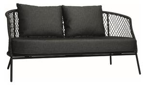 Stern 2-miestna pohovka Odea, Stern, 160x78x72 cm, rám lakovaný hliník čierny (black matt), lankový výplet Salt, rýchloschnúca výplň, sedáky 100% akryl Cream (svetlosivá)