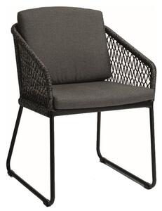 Stern Jedálenské kreslo so spojenou podnožou Odea,, Stern, 59x66x88 cm, rám lakovaný hliník čierny (black matt), lankový výplet pepper, sedáky 100% akryl Silk Black